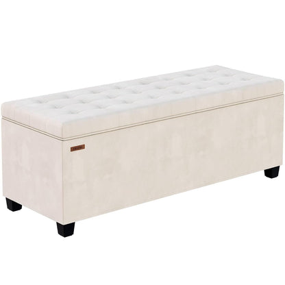 Velvet Storage ottoman bench with legs, 43.5”W x 15.7”D x 15.7”H