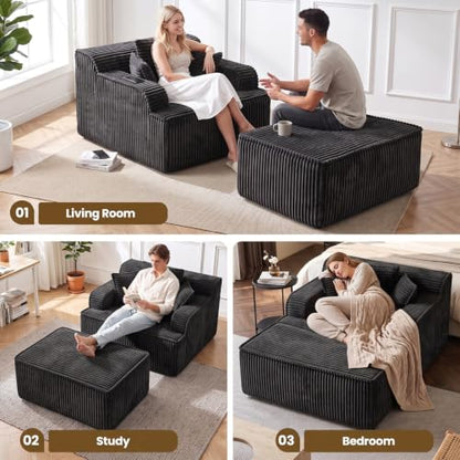 Chaise Lounge Chair Indoor, Oversized Boneless Chair Reading Chair, view 5