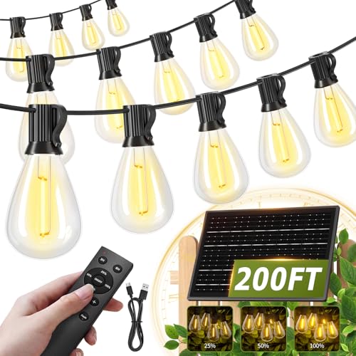 200FT Solar String Lights Outdoor Waterproof 72+2 LED Bulbs, view 2