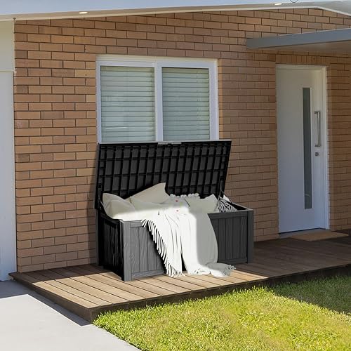 150 Gallon Resin Large Deck Box Organization and Storage Box for Patio, view 4