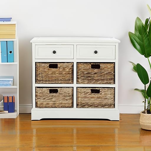 SAFAVIEH Furniture - Herman 2-Drawer Storage Unit - Distressed Cream - Solid Wood - Classic Storage Design - Ideal for Living Room, Entryway, 29" W x 13" D x 27.5" H - Fully Assembled (AMH5702C)
