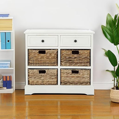 SAFAVIEH Furniture - Herman 2-Drawer Storage Unit - Distressed Cream - Solid Wood - Classic Storage Design - Ideal for Living Room, Entryway, 29" W x 13" D x 27.5" H - Fully Assembled (AMH5702C)