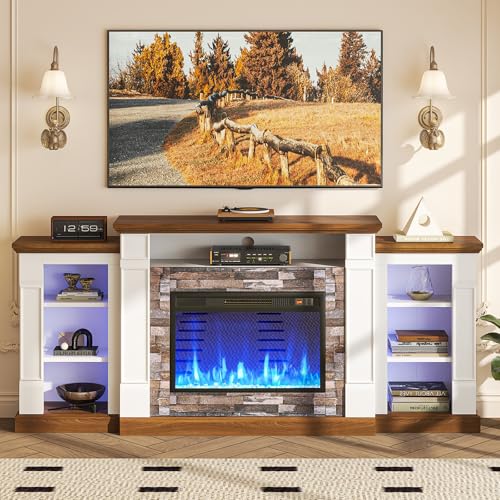 70" Electric Fireplace TV Stand, Entertainment Center with Open Storage, view 8