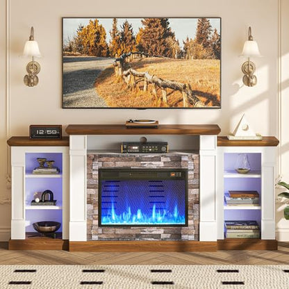 70" Electric Fireplace TV Stand, Entertainment Center with Open Storage, view 8