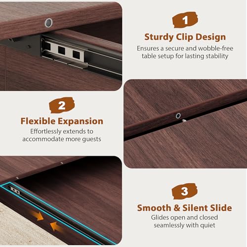 Extendable Dining Table, Round Kitchen Dining Room Dinner Table with for 4 6 8 People, Space Saving Modern Oval Expandale Furniture with Storage and Pedestal for Kitchen Living Room (Brown)