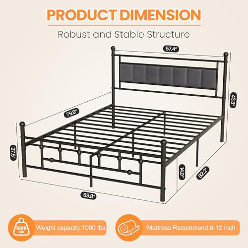 Velvet Upholstered Queen Bed Frame with Headboard, view 3