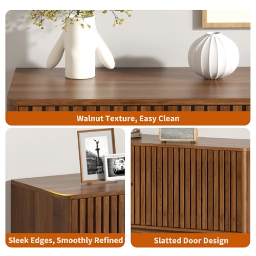 TV Stand for Tvs up to 75", Mid Century Modern TV Console with Sliding Door, view 6