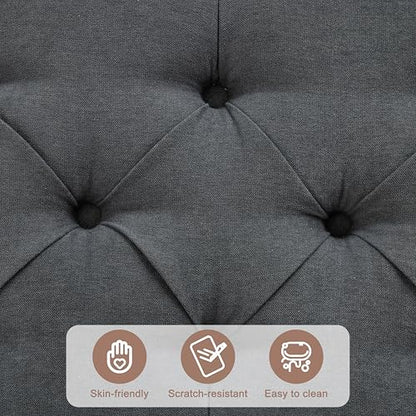 35 Inch Extra Large Storage Ottoman Coffee Table, No Assembly Required, Oversized Square Ottoman with Storage, Tufted Upholstered Ottomans Coffee Table for Living Room (Fabric, Dark Grey)