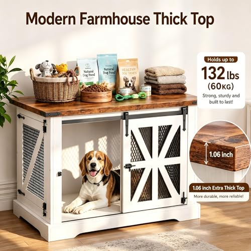 40" Dog Crate Furniture with Sliding Doors for Medium Dogs Up to 45 lbs, view 3
