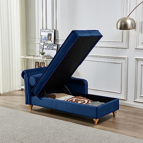 GDFStudio Upholstered Chaise Lounge Chair Indoor with Storage, view 5