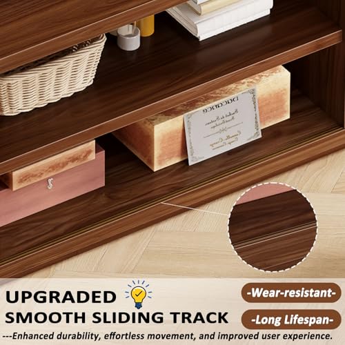 TV Stand for TVs up to 75", TV Cabinet with Storage, Walnut, 70 Inch, view 7