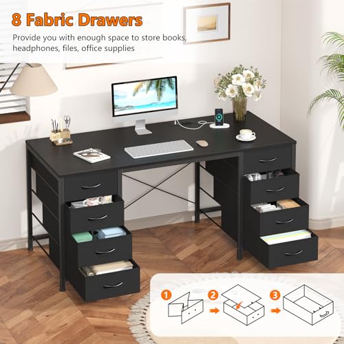50 Inch Computer Desk with 8 Drawers for Home Office, Bedroom, Living Room, view 7