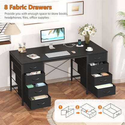 50 Inch Computer Desk with 8 Drawers for Home Office, Bedroom, Living Room, view 7