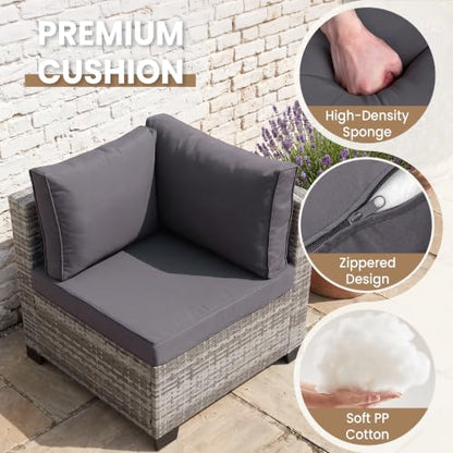 7 Piece Patio Furniture Set, Outdoor Wicker Sectional Sofa Set, view 7
