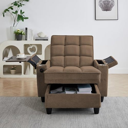 6-Position Adjustable Convertible Chaise Lounge Sleeper Chair with Storage, view 7