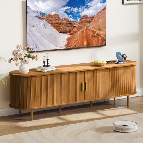 70.8 Inch Mid Century Modern TV Stand with Power Outlet for TVs up to 80 Inch, view 2