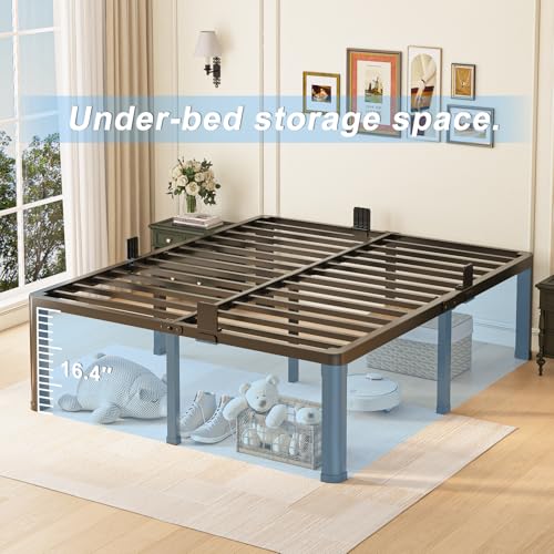 18 inch Full Size Bed Frame with Round Corner Legs Mattress Slide Stopper, view 5