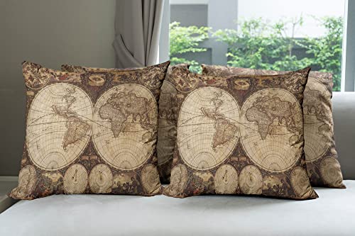 World Map Throw Pillow Cushion Case Pack of 4, view 2