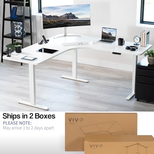 VIVO White 71 x 71 in Corner Standing Desk, DESK-KIT-E3CWW, view 5