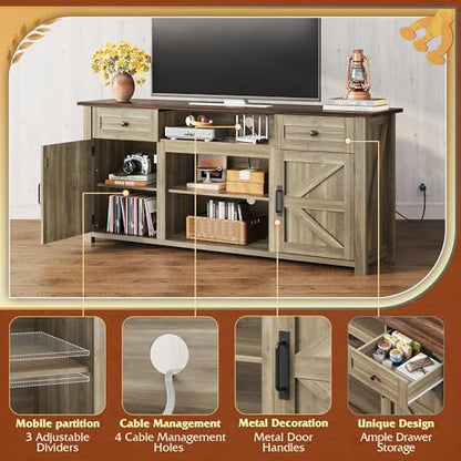 TV Stand for 75 Inch TV, Entertainment Center with Storage & Power Outlet, view 6