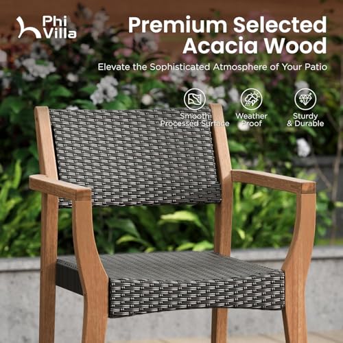 Outdoor Dining Set for 8, Expandable Acacia Wood Table & Chairs | 9pc teak patio furniture set. Large farmhouse set for deck, porch, backyard