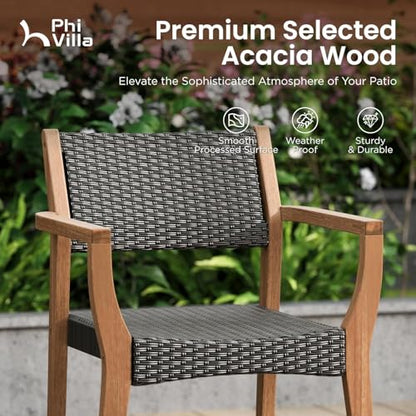 Outdoor Dining Set for 8, Expandable Acacia Wood Table & Chairs | 9pc teak patio furniture set. Large farmhouse set for deck, porch, backyard
