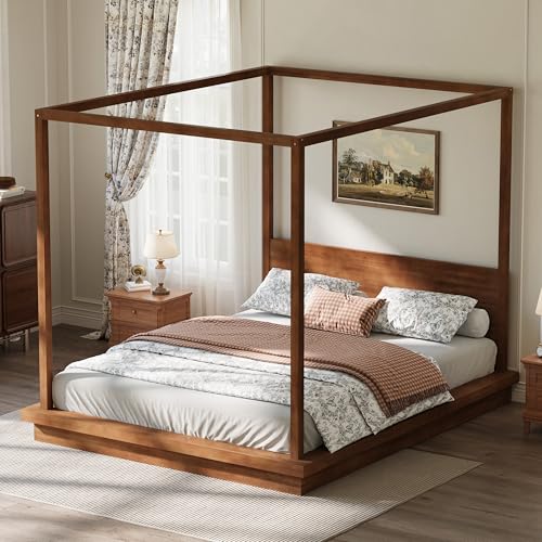 VilroCaz King Size 4-Poster Canopy Platform Bed with Headboard, view 6