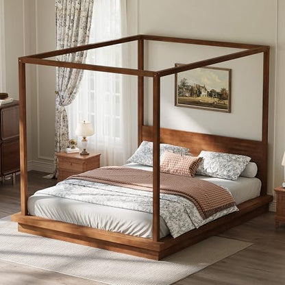 VilroCaz King Size 4-Poster Canopy Platform Bed with Headboard, view 6