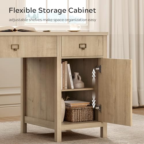 Modern Executive Desk with File Drawers Cabinet, view 6