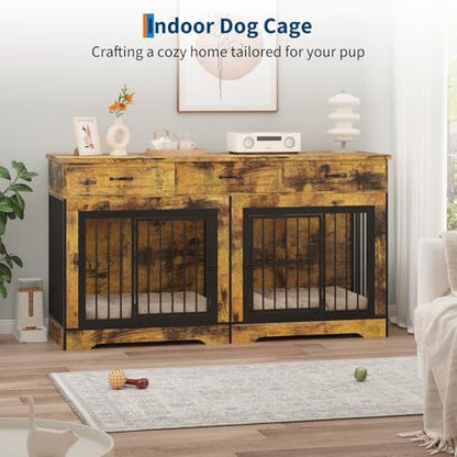 Heavy Duty Double Dog Crate Furniture for 2 Medium/Large Dogs, view 8