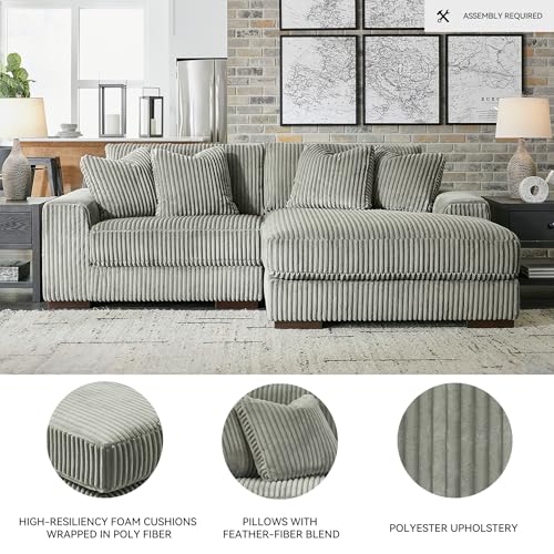 Signature Design by Ashley Lindyn 99-Inch L-Shaped Sectional Couch, Fog Gray, Plush Reversible Cushions, Durable Reinforced Engineered Wood and Wood Frame, Living Room Furniture