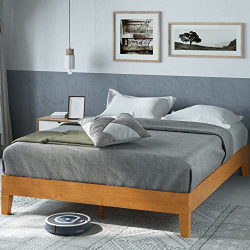 Alexis Deluxe Wood Platform Bed Frame, Solid Wood Foundation, view 2