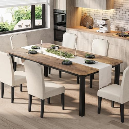 78.7 Inch Industrial Dining Table for 6-8 People, Large Dinner Kitchen Tables with Sturdy Metal Frame, Multi-Use for Dining Room Living Room Indoor Restaurant Office Desk (Only Table)