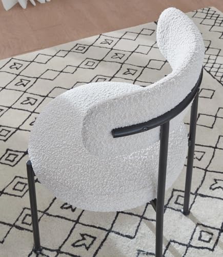 Metal Dining Chair with Straight Leg, Aere - Ivory, Set of 2