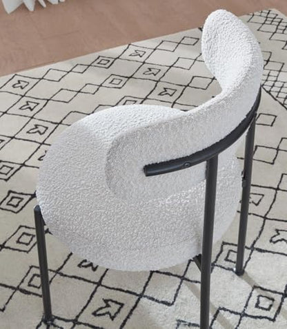 Metal Dining Chair with Straight Leg, Aere - Ivory, Set of 2