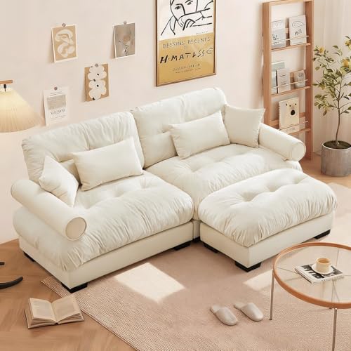 L Shaped Couches for Living Room, Small Sectional Sofa Set with Reversible Chaise, Modern Designed Sleeper Sofas and Modular Couch Function, Suitable for Small Spaces in Apartment, Beige