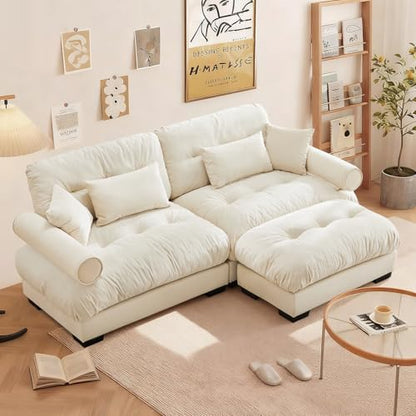 L Shaped Couches for Living Room, Small Sectional Sofa Set with Reversible Chaise, Modern Designed Sleeper Sofas and Modular Couch Function, Suitable for Small Spaces in Apartment, Beige