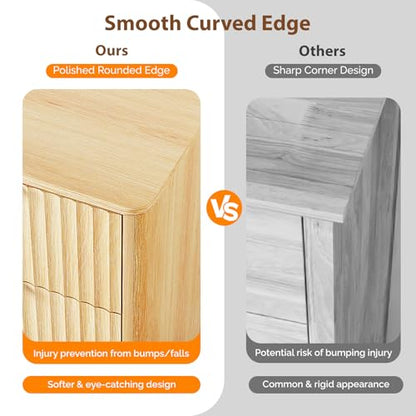 Fluted 9 Drawer Dresser for Bedroom, Wood Dresser with Rounded Edges, view 4
