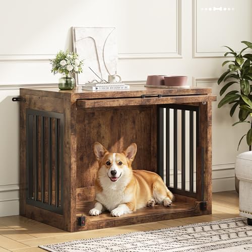 Dog Crate Furniture, 30'' Wooden Dog Kennel for Dogs up to 30 lb, view 2