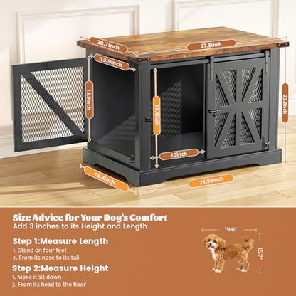 27.5" Dog Crate Furniture with Sliding Doors for Small Dogs Up to 20 lbs, view 4