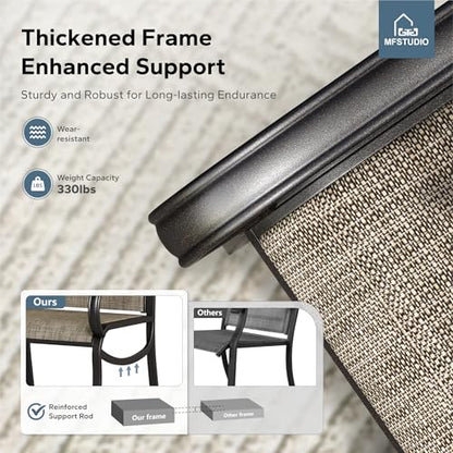 Patio Dining Chairs Set of 2, Deck Chairs with Breathable Quick-Drying Textilene Fabric & Sturdy Metal Frame, Outdoor Furniture Dining Chairs for Bistro Balcony Patio Yard