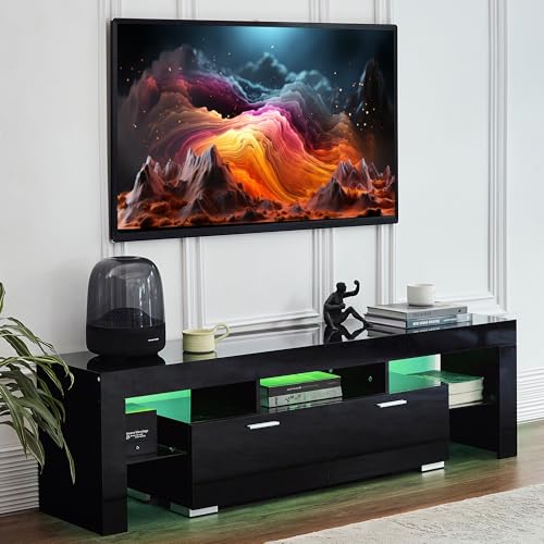 Black LED TV Stand for 75 Inch TV, view 7