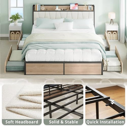 California King Bed Frame with 4 Storage Drawers & Charged, view 6
