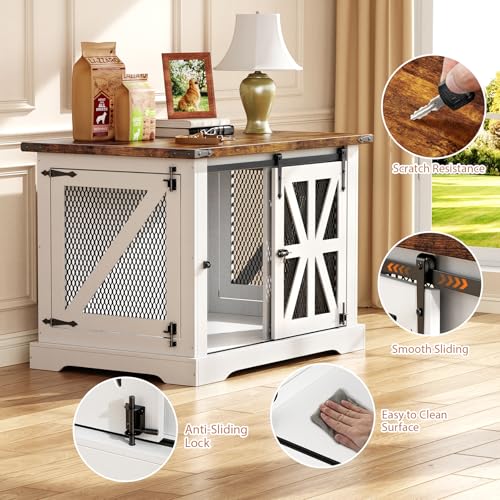 40" Dog Crate Furniture with Sliding Doors for Medium Dogs Up to 45 lbs, view 5