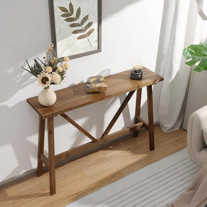 43" Farmhouse Solid Wood Console Table, Rustic Hallway Table | Firwood Sofa Stand for Entryway, Living Room, Easy Assembly, Rustic Decor, Natural