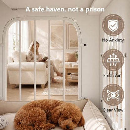Dog Crate Furniture with Drawer and Charging Station, White, view 6