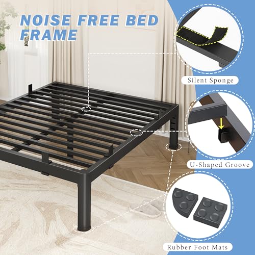 18 Inch Metal Full Size Bed Frame with Heavy Duty Steel Support, view 6