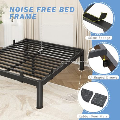 18 Inch Metal Full Size Bed Frame with Heavy Duty Steel Support, view 6