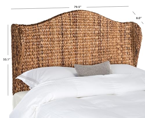 SAFAVIEH Furniture - Nadine Banana Leaf Full Headboard - Brown - Solid Wood - Coastal Woven Design - Ideal for Bedroom (SEA8029B-F)