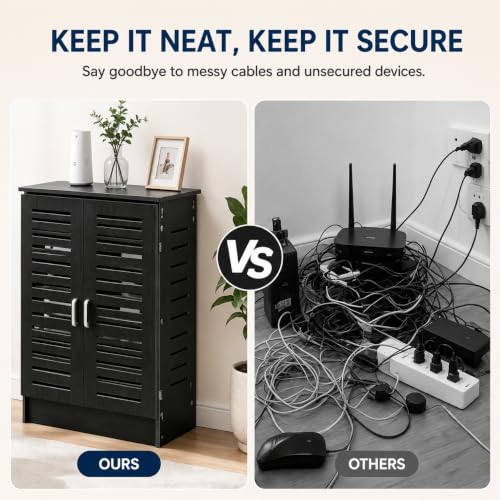 WiFi Router Storage Cabinet, Floor Standing WiFi Router Box Hider, view 5